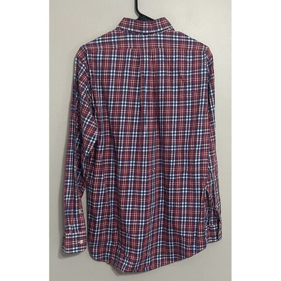 Vineyard Vines Men's Medium Slim Fit Tucker Red Plaid Long Sleeve Button Down - Picture 3 of 5